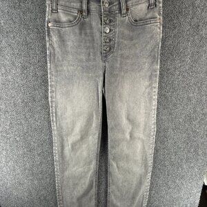 Paige Cindy Crop 24 Denim Gray Jeans Cotton Blend Soft Faded Asphalt ACTL 24X26